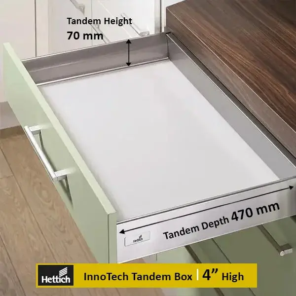 Hettich InnoTech Tandem Box, Silver, 470mm, 30Kg, Full Set