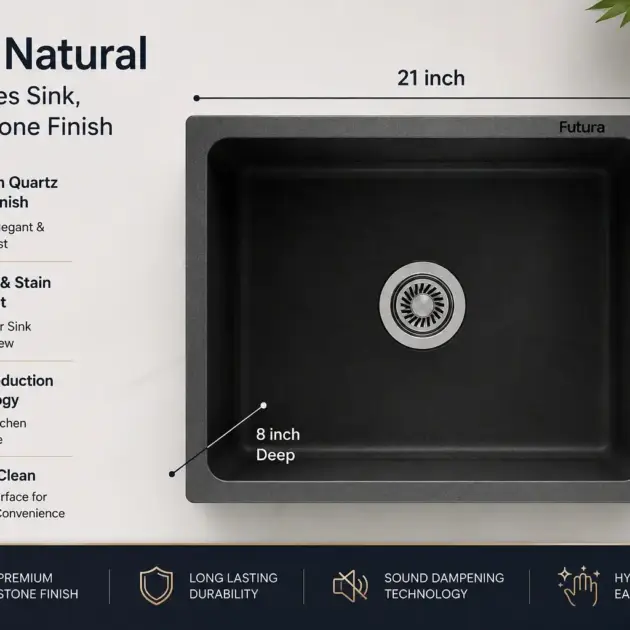 Futura Natural Quartz Series Sink, Premium Stone Finish