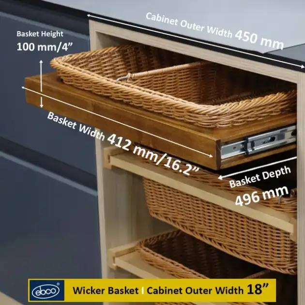 Ebco Wicker Basket, Soft Close
