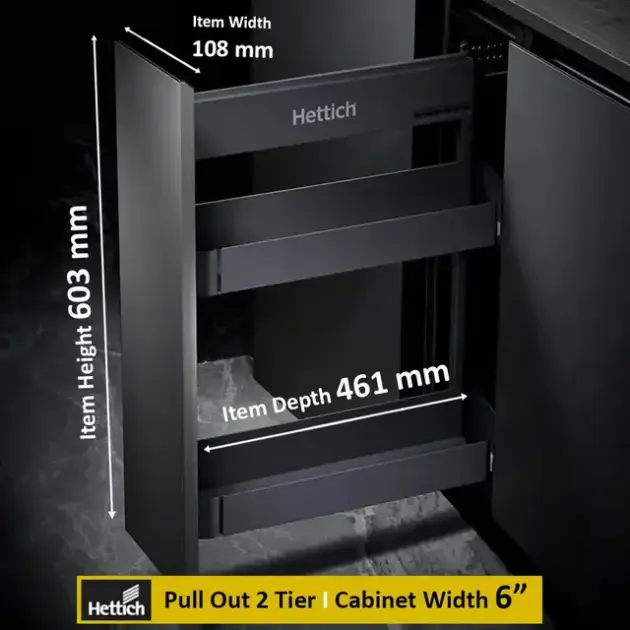 Hettich Pull Out 2 Tier Iron Grey