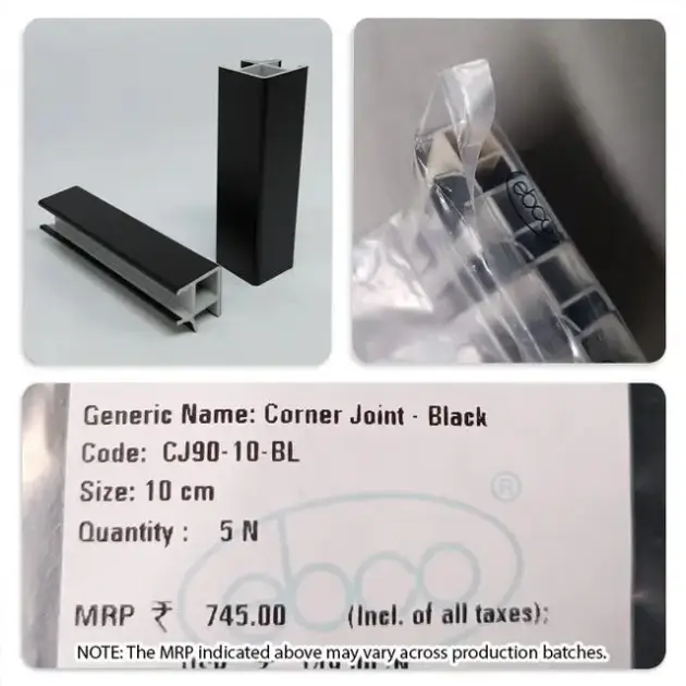 Ebco PVC Skirting Joints, 100mm, Black (Pack of 1 No.)