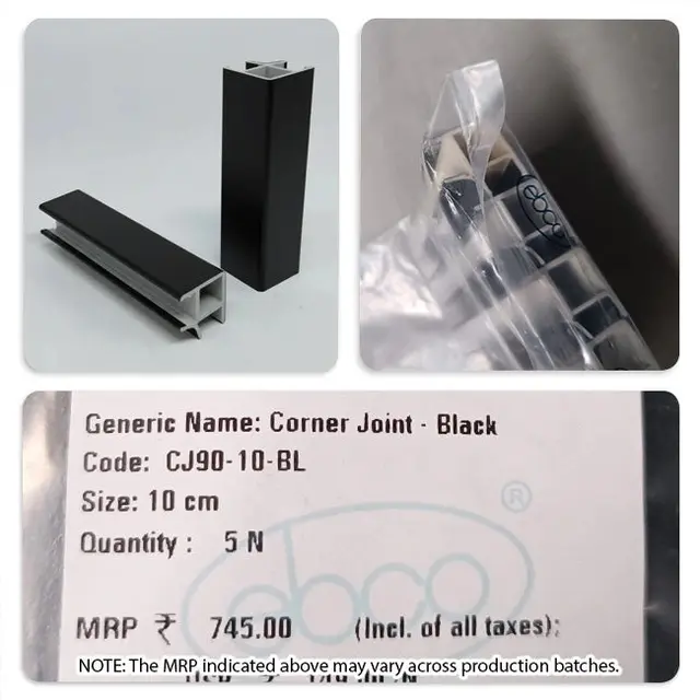 Ebco PVC Skirting Joints, 100mm, Black (Pack of 1 No.)